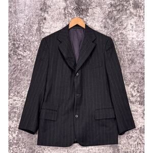 Vintage J Press Blazer 42 R Mens Gray Flannel Wool Stripe Chalkline Jacket